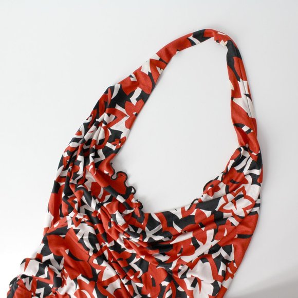 Diane Von Furstenberg DVF Silk knit drape front low back halter top sz 12 floral - Picture 3 of 10